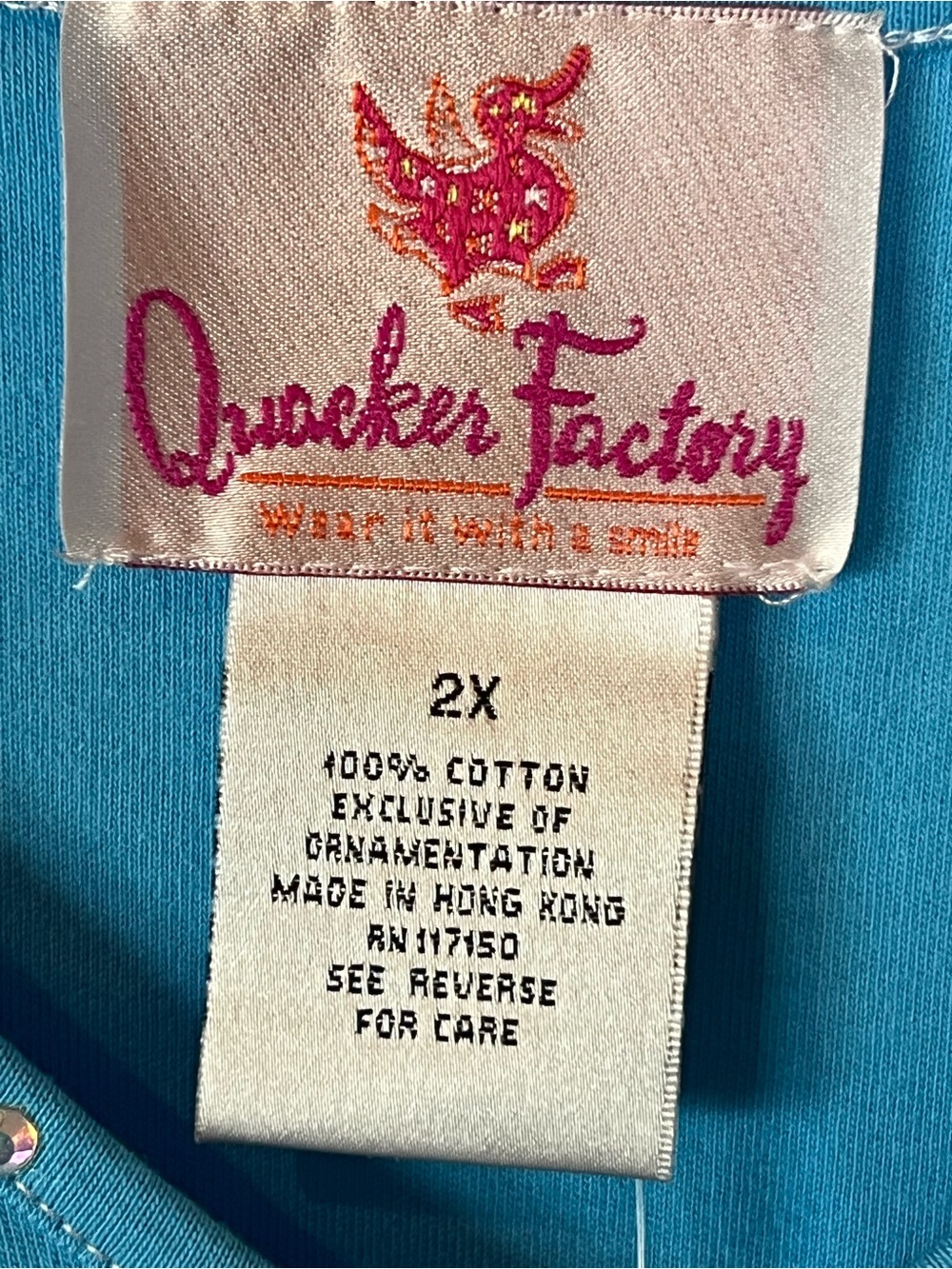 Quacker Factory Turquoise V-Neck Top & Capris with Stud Trim - Picture 10 of 13